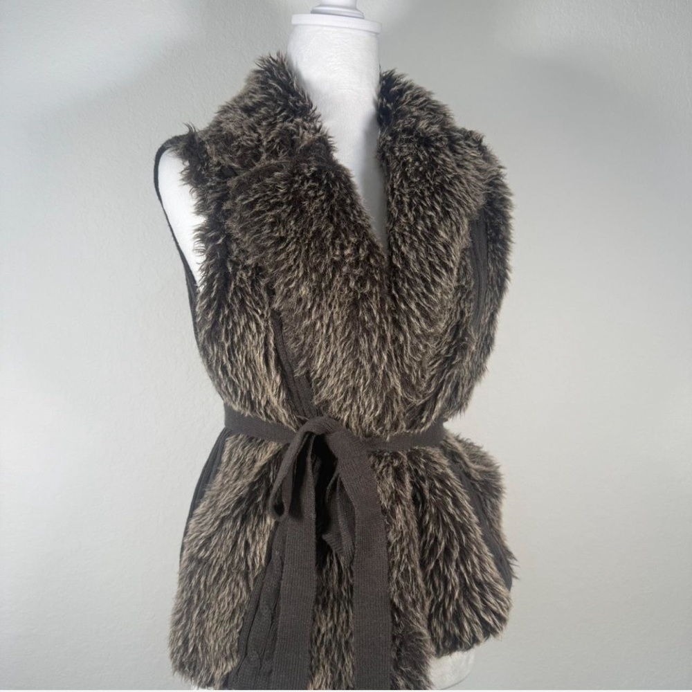 Faux Fur Vest with Belt